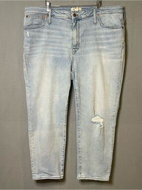 Madewell Mid Rise Classic Straight Crop Jeans Size 36 Light Wash Stretch Denim